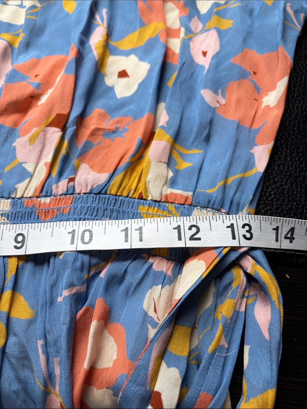 Shoshanna Peony Dress Slate Blue Multi Maxi Floral side shoulder tie belt Sz 10 - Picture 14 of 15